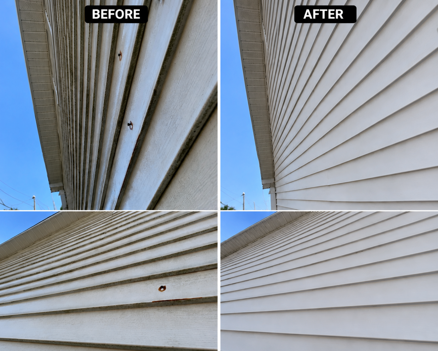 House siding before and after Shine Works soft washing